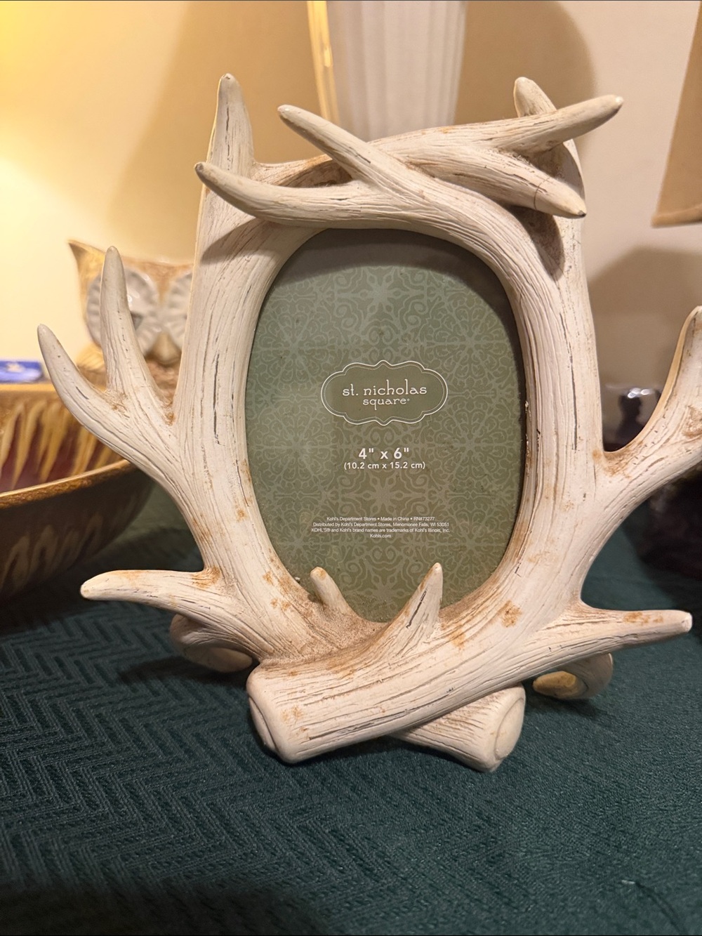 St. Nicholas Square Rustic White Antler Frame